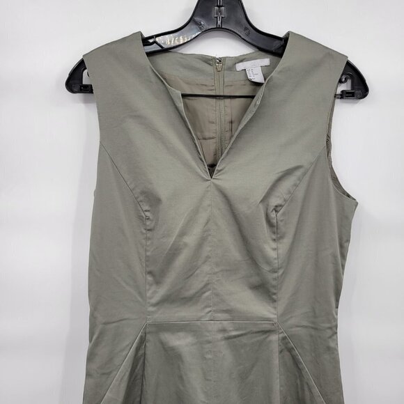 H&M Women Green V Neck Sleeveless Slimfit Casual Pencil Mini Work Dress Size 10 - Picture 2 of 10